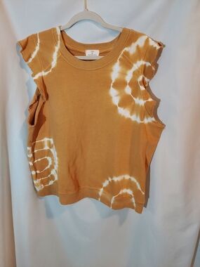T.La Mustard Yellow & White Tie-Dye Sleeveless Sweatshirt - XL